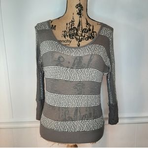 🌫️🤍 About A Girl · Sheer Striped Knit Top · Size S